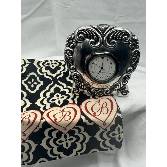 Brighton Other - Vintage BRIGHTON Desk Vanity Silver Tone Heart Clock